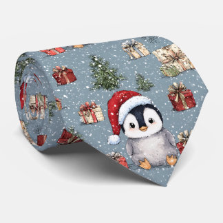 Cute Baby Penguin Christmas Tie