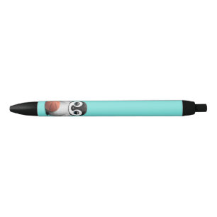 Cute Baby Penguin Playing With Basketball Black Ink Pen