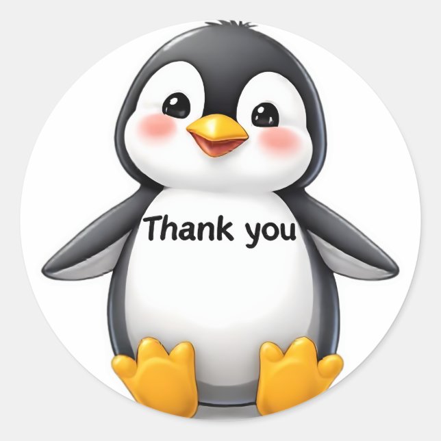 Cute Baby Penguin "Thank You" Sticker  (Devant)