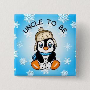 Cute Baby Penguin Uncle to Be   Baby Shower 2 Inch Square Button