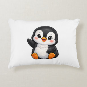 Cute Baby Penguin Waving Cartoon Character Kids Ka Accent Pillow