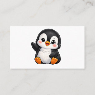 Cute Baby Penguin Waving Cartoon Character Kids Ka Business Card