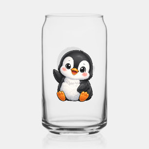 Cute Baby Penguin Waving Cartoon Character Kids Ka Can Glass