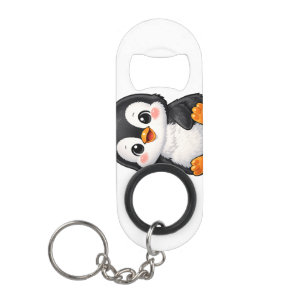 Cute Baby Penguin Waving Cartoon Character Kids Ka Keychain Bottle Opener