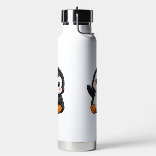 Cute Baby Penguin Waving Cartoon Character Kids Ka Water Bottle