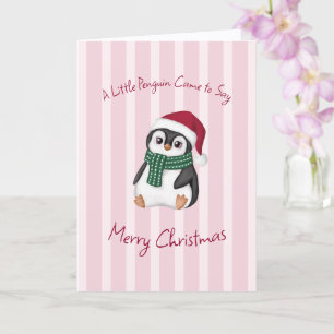 Cute Baby Penguin Wearing Santa Hat Christmas Card