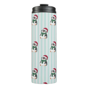 Cute Baby Penguin Wearing Santa Hat Christmas Thermal Tumbler
