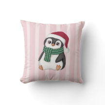 Cute Baby Penguin Wearing Santa Hat Christmas