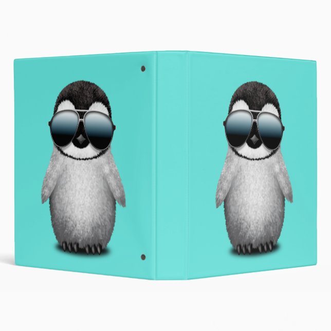 Cute Baby Penguin Wearing Sunglasses Binder (Background)