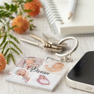 Cute baby personalized photo collage template keychain