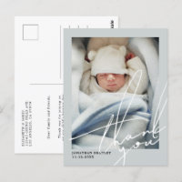 Cute Baby Photo Baptism Thank You