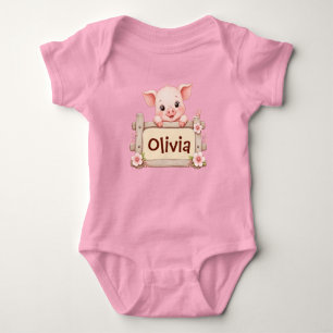Cute Baby Pig Personalized Baby Bodysuit