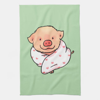 Cute Baby Pig Wrapped in Blanket Kitchen Towel