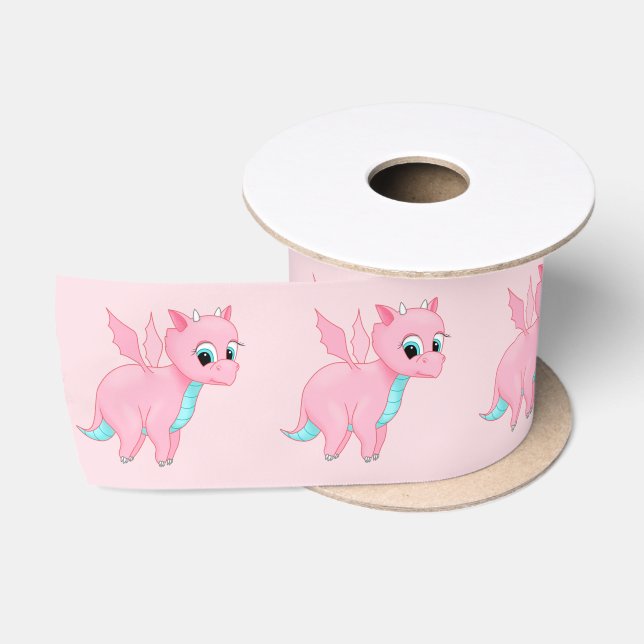Cute Baby Pink Dragon Satin Ribbon (Spool)