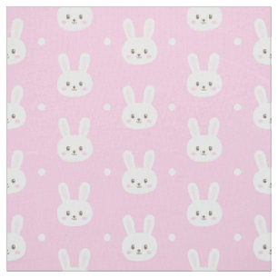 Cute Baby pink fluffy cartoon bunny pattern Fabric