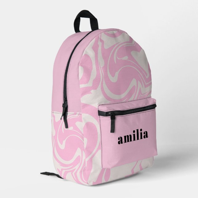 Cute Baby Pink Personalized Printed Backpack (Back Corner Left)