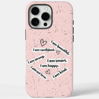 Cute Baby Pink Self Love Inspirational Quotes iPhone 16 Pro Max Case