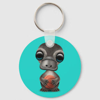 Cute Baby Platypus Playing With Basketball Keychain