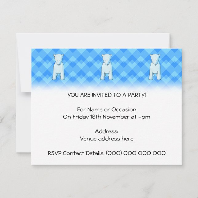 Cute baby polar bear. invitation (Front)
