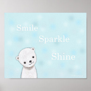 Cute Baby Polar Bear Nursery Art Poster Pastel