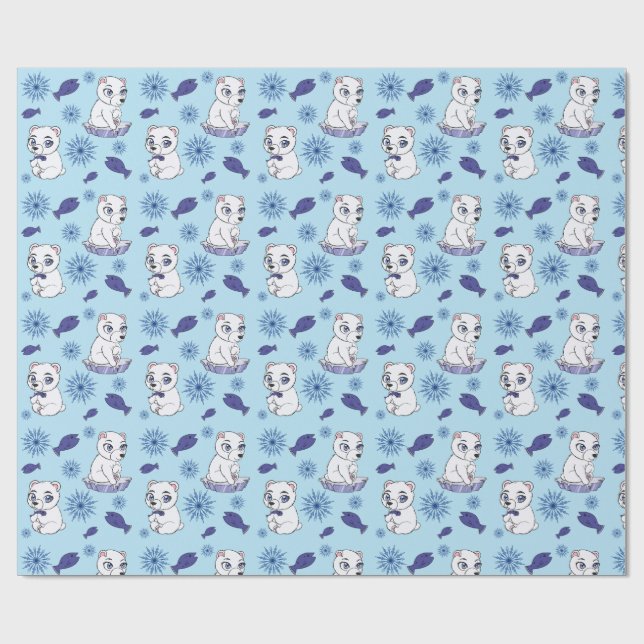 Cute Baby Polar Bears Pattern Wrapping Paper (Flat)