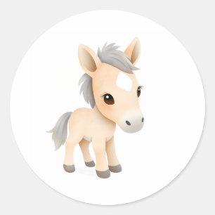 Cute Baby Pony Sticker Watercolor Illustration
