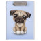 Cute Baby Pug Puppy Dog on Light Blue