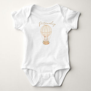 Cute Baby Rabbit in Air Balloon Pink Personalized Bodysuit