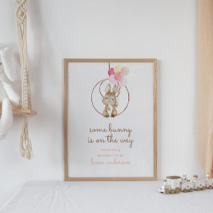 Cute Baby Rabbit Some Bunny is on the Way Nursery Poster