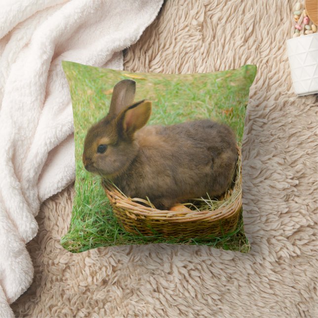 Cute baby rabbit throw pillow (Blanket)
