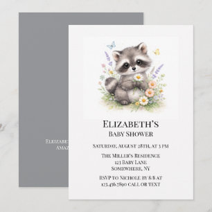 Cute Baby Raccoon Baby Shower Invitation