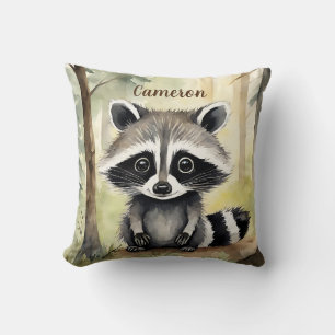 Cute Baby Raccoon Personalized Throw Pillow