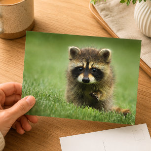 Cute Baby Raccoon Wildlife Photography Postcard