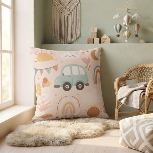 Cute Baby Rainbow & Sunshine Nursery Pattern Baby Throw Pillow