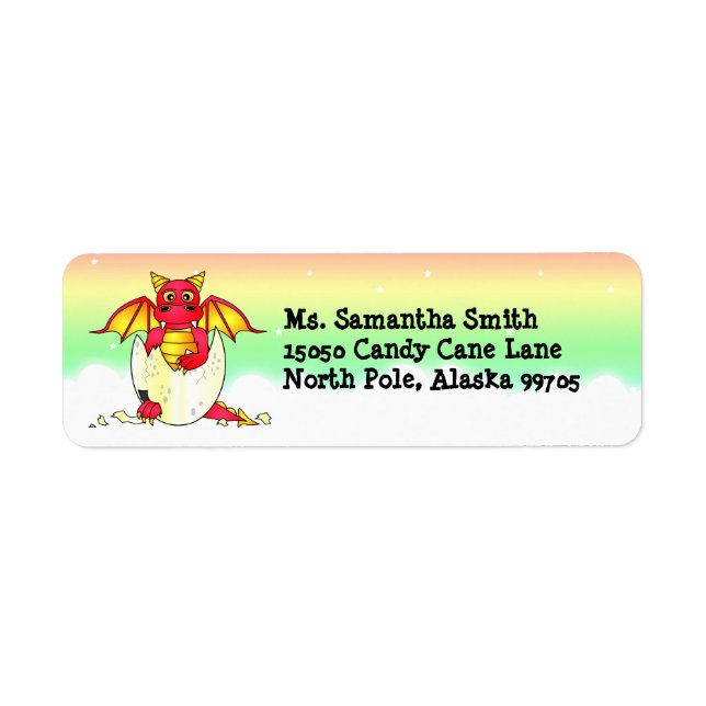 Cute Baby Red Dragon in Egg Return Address Label (Front)