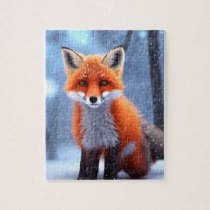 Cute Baby Red Fox in the Snow Jigsaw Puzzle