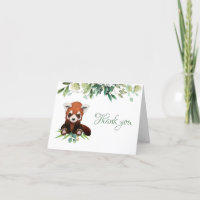 Cute Baby Red Panda Greenery Baby Shower