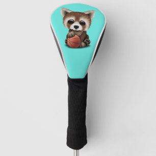 Cute Baby Red Panda Playing With Basketball Golf Head Cover