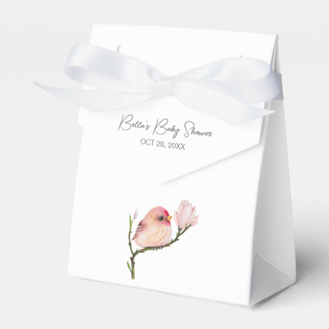 Cute Baby Redpoll Bird Baby Shower Favor Box (Front Side)