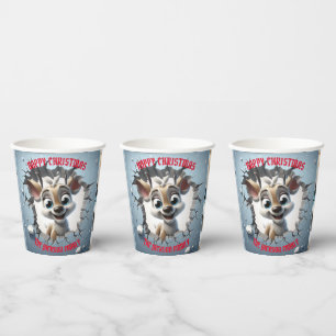 Cute Baby Reindeer 3D Christmas Paper Cups