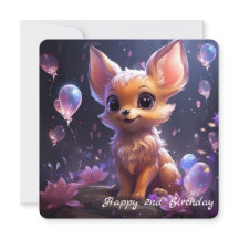 Cute Baby Reindeer Kids Birthday Flat Card