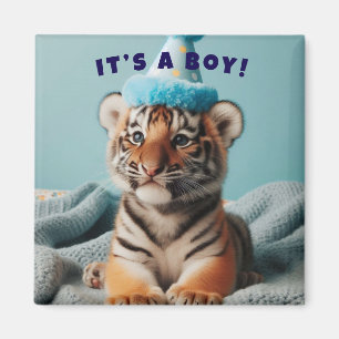 Cute Baby Reveal Boy Blue Baby Tiger Magnet