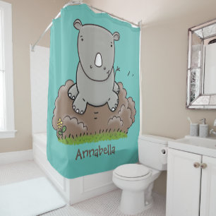 Cute baby rhino cartoon illustration