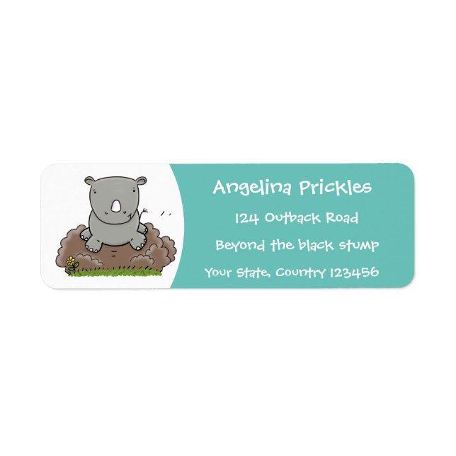 Cute baby rhino cartoon illustration (Front)