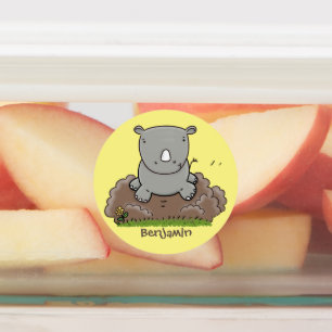 Cute baby rhino cartoon illustration