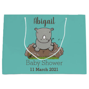 Cute baby rhino cartoon illustration large gift bag