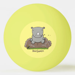 Cute baby rhino cartoon illustration ping pong ball