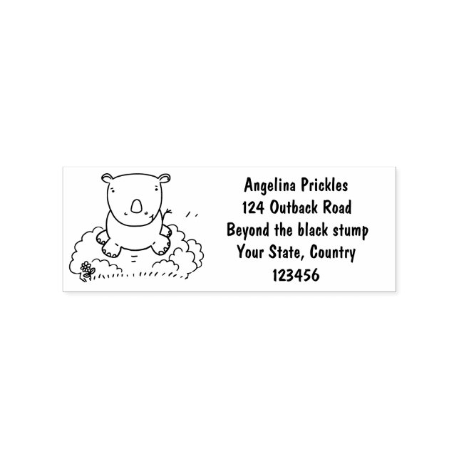 Cute baby rhino cartoon illustration rubber stamp (Imprint)