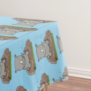 Cute baby rhino cartoon illustration tablecloth