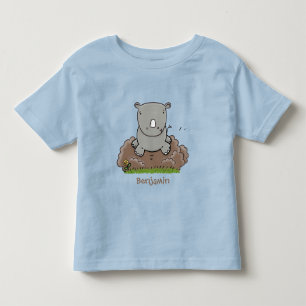 Cute baby rhino cartoon illustration toddler t-shirt